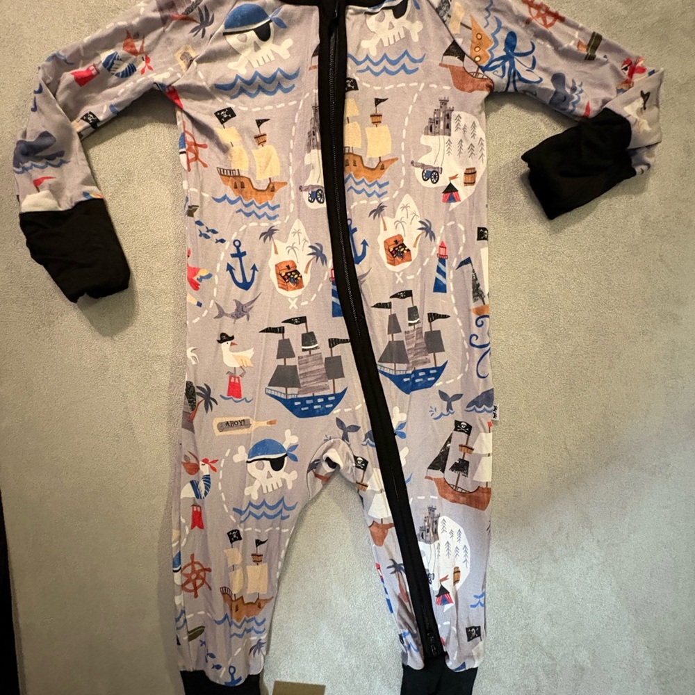 Little Sleepies Bamboo mint condition Nautical Adventure Kids One Piece